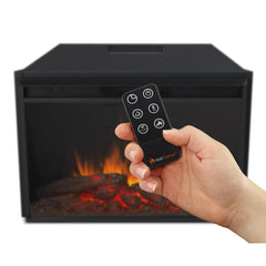 Merced Grand Electric Fireplace Mantel Package in Black