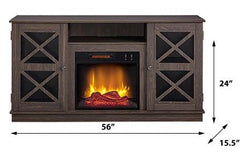 Easton Electric Fireplace Media Console in Brown